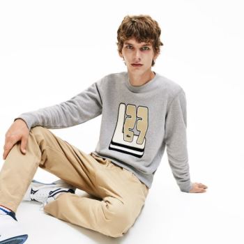 Lacoste Crewneck L27-Print Cotton Blend Sweatshirt Pánské - Mikiny Šedé | CZ-Eyueeo